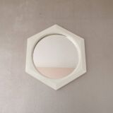 Miroir hexagonal vintage en plastique blanc 1980s