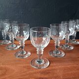 7 small transparent aperitif glasses vintage France