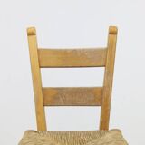 Vintage Barstools in Oak and Rattan, 1970s, set of 4