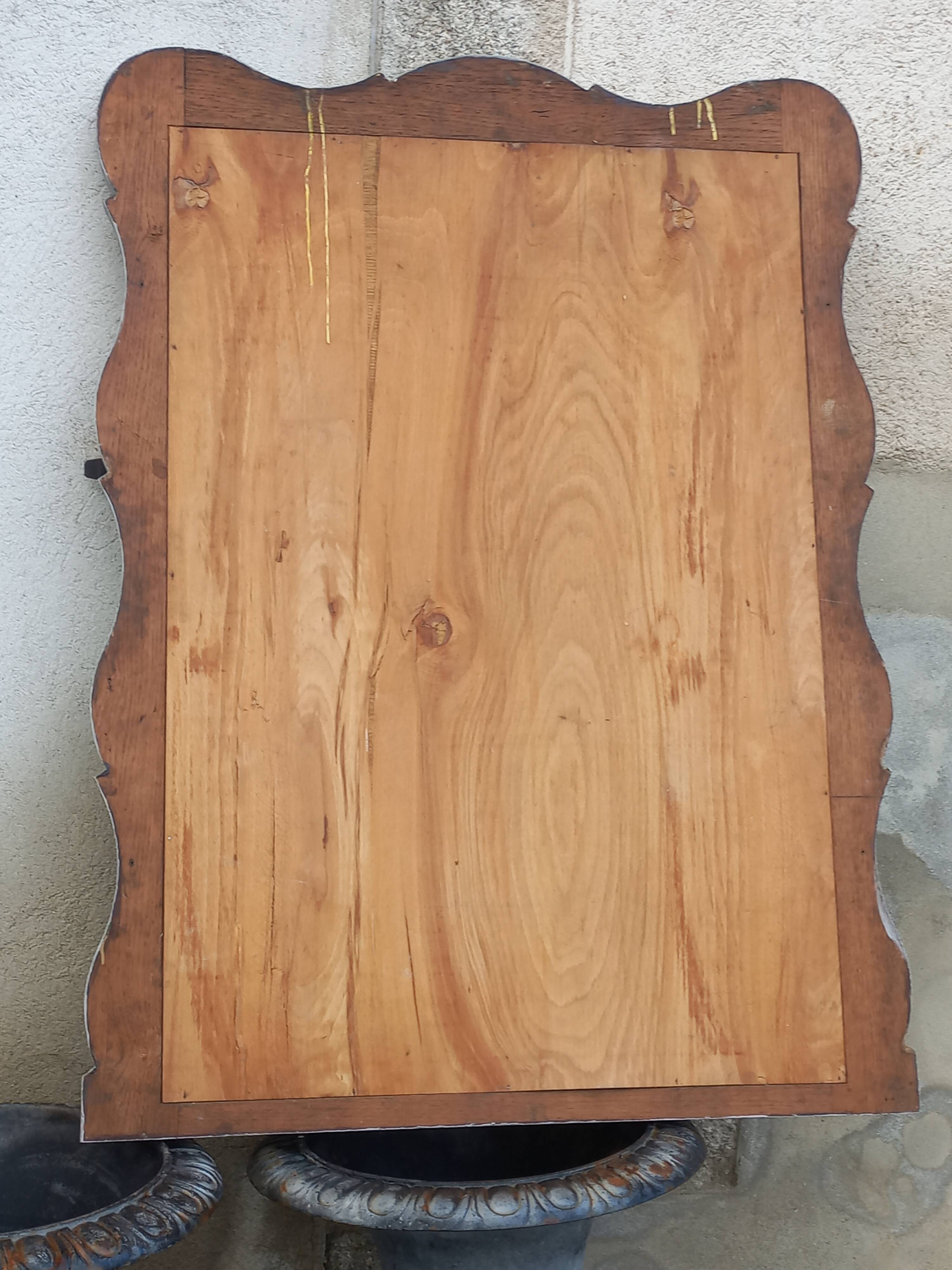 Antique Louis XV style mirror in solid oak with grey patina, 131cm.