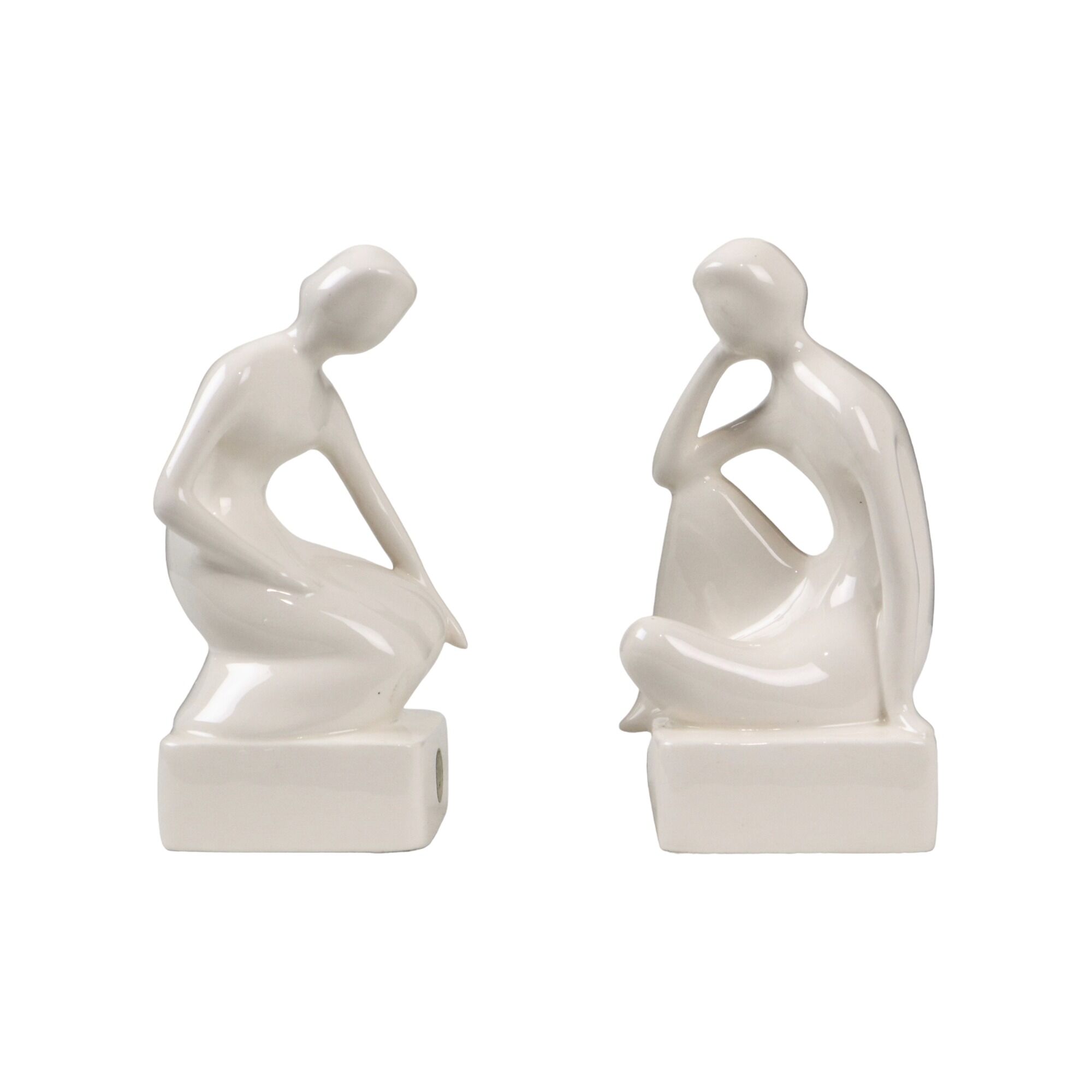 Set serre-livres homme et femme art déco style royal delft 19cm
