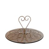 Orfèvrerie De Chambly France vintage Smoke Glass Inox Cheese Platter