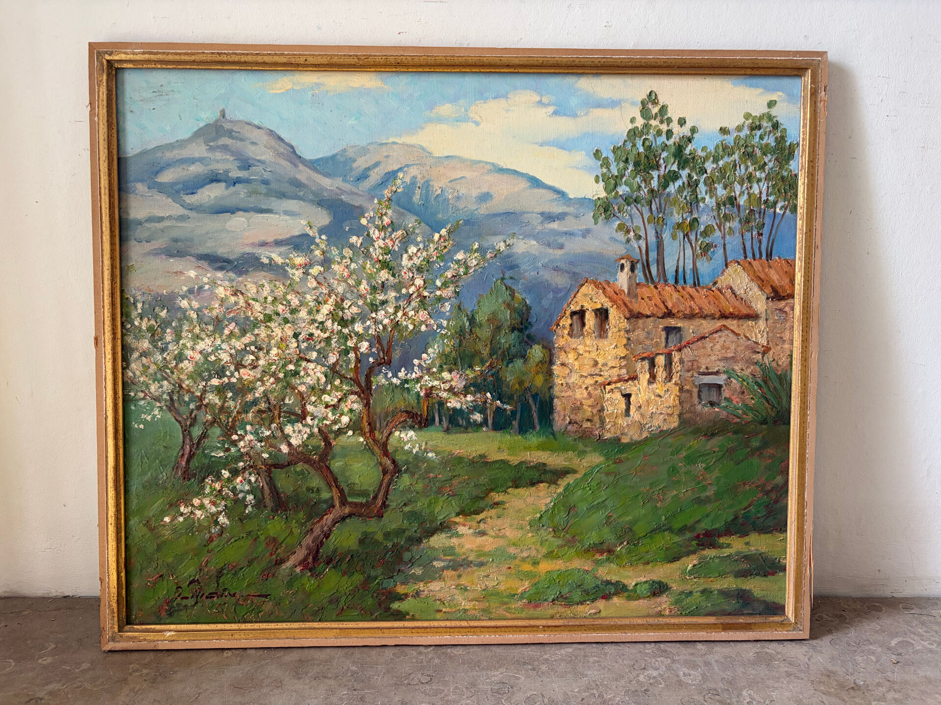 Oil on panel "Old farmhouse", High Vallespir, Provence
