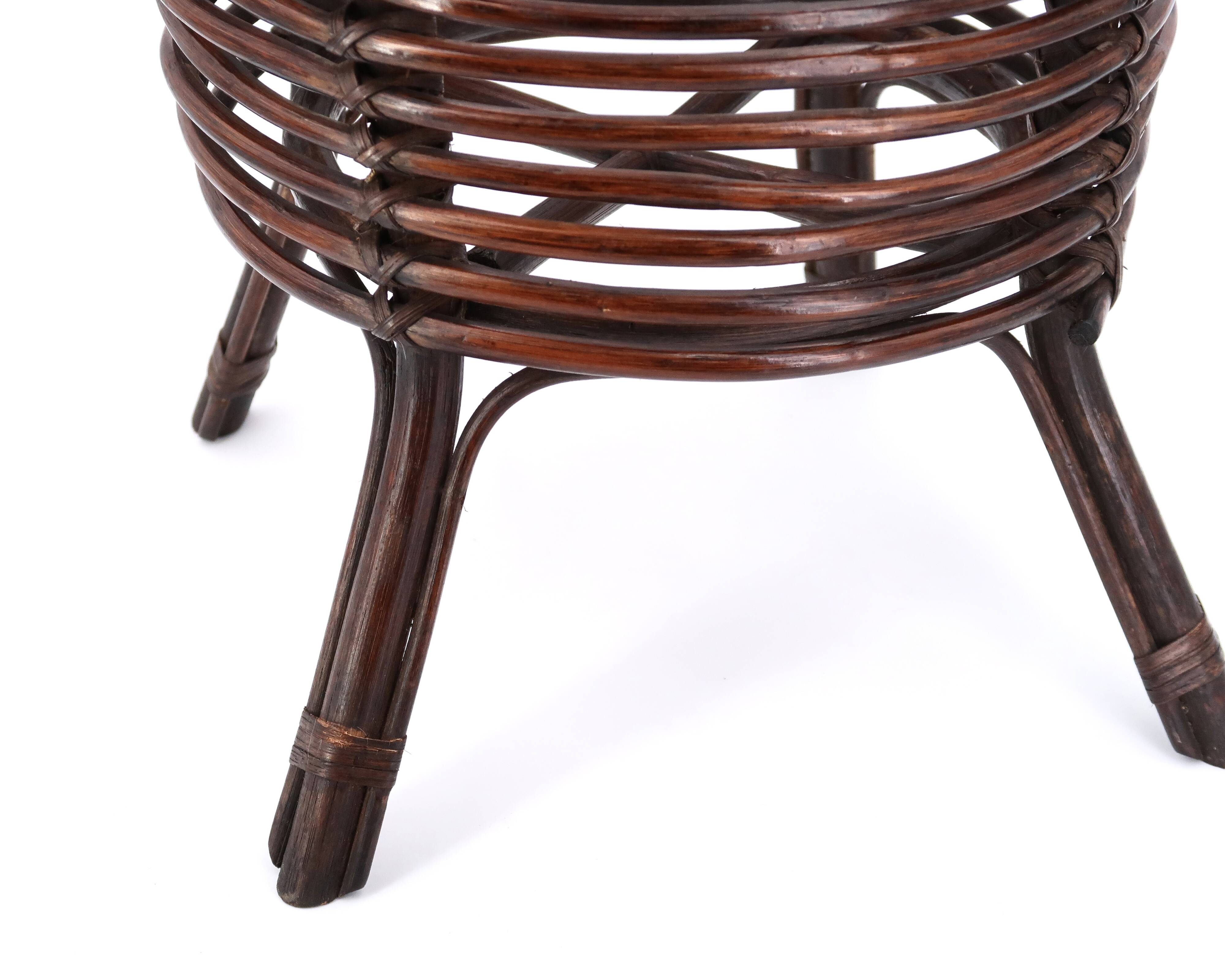 Planter pot cover in dark bamboo, 1960s