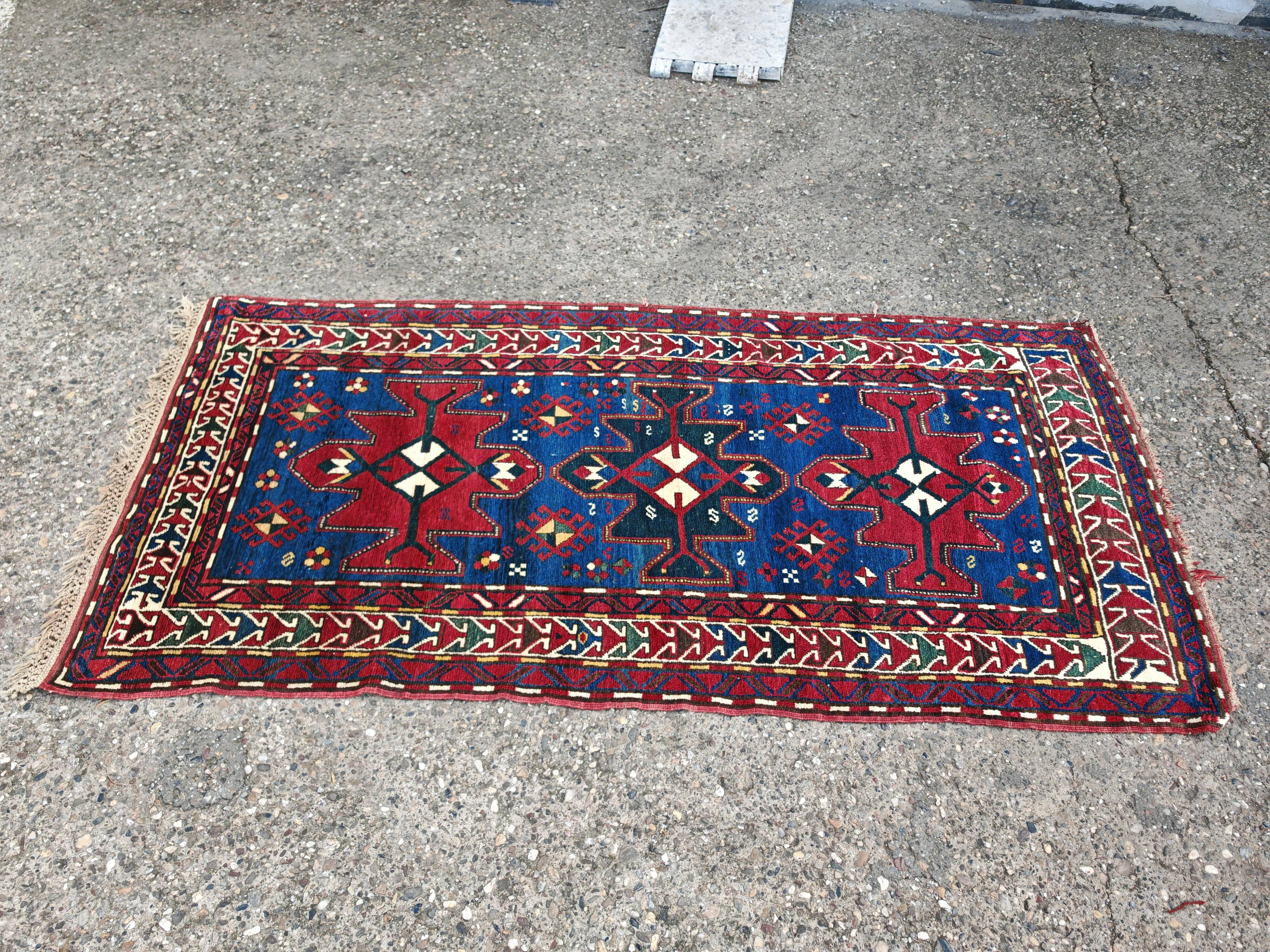 Antique Karabakh carpet, naturally dyed wool, Caucasus 19th century