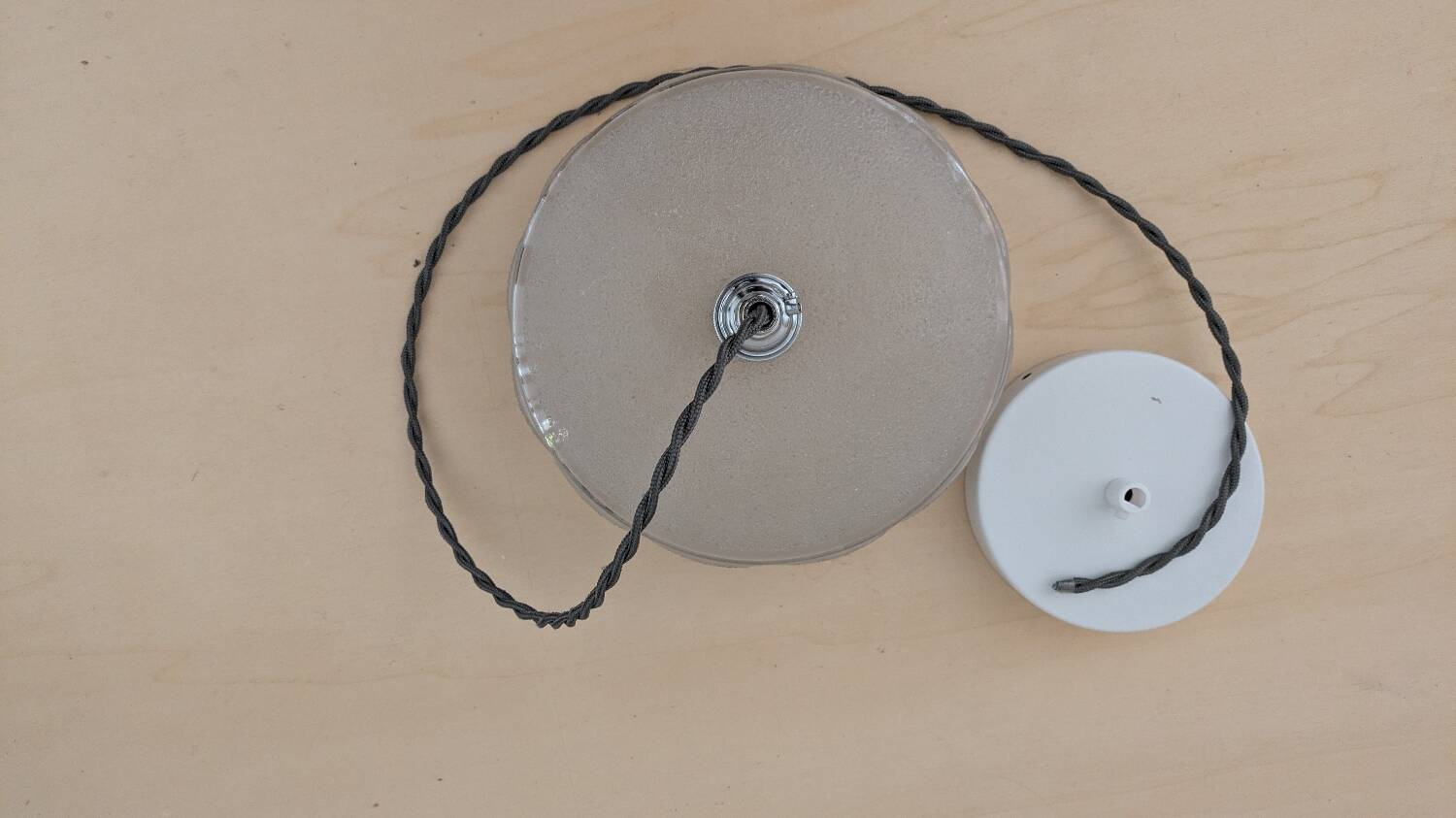 Antique pendant light in translucent grey clichy glass, molded - supplied with chrome socket