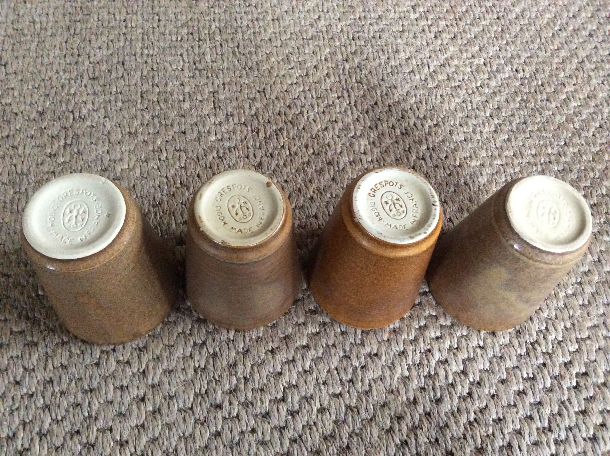 Series of 4 Digoin sandstone cups