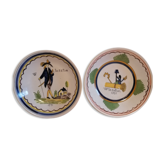 Set of 2 revolutionary plates. XIXth.