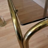 Vintage Italian Coffee Table: Brass & Smoked Glass, Mid-Century Modern