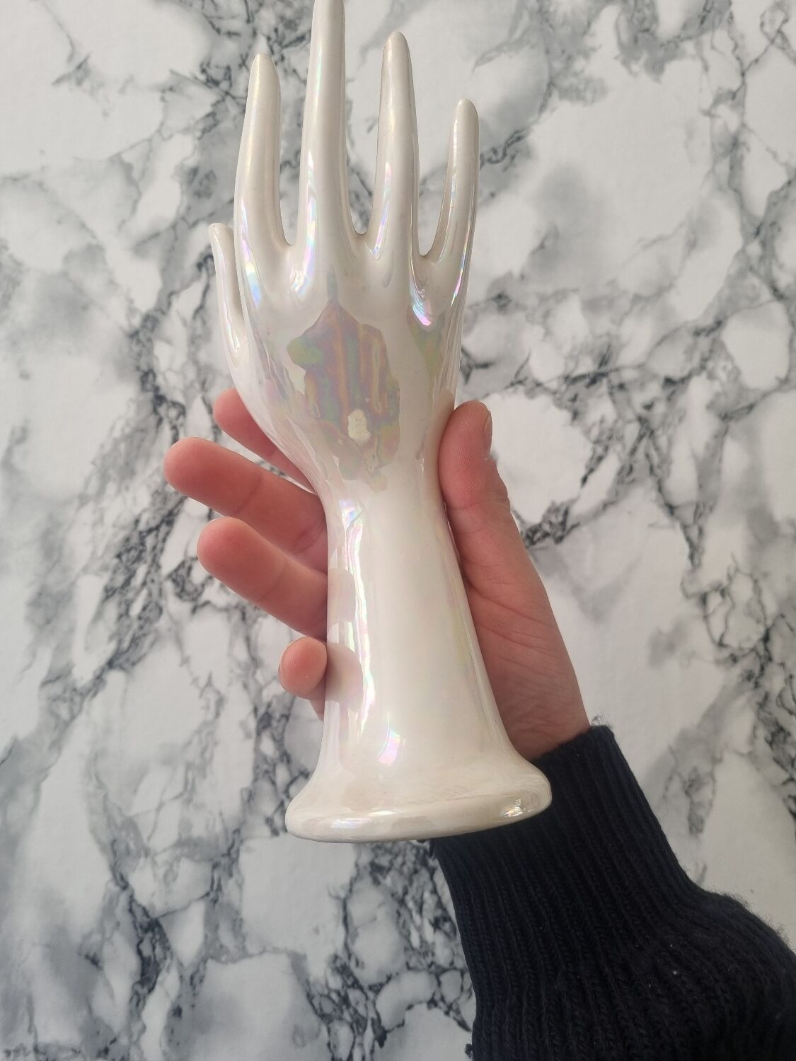 Iridescent white vintage bud vase