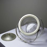 Pot/bowl with a bubble design, antique engraved crystal from Bohemia and silver-plated metal, 1920-1940.
