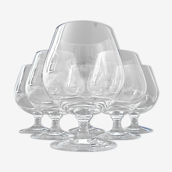 Suite of six tasting glasses of colorless crystal cognac