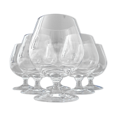 Suite of six tasting glasses of colorless crystal cognac