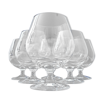 Suite of six tasting glasses of colorless crystal cognac