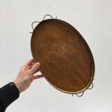 Presentation tray in wood and brass