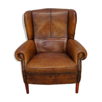 Vintage Dutch Cognac-Colored Leather Club Chair
