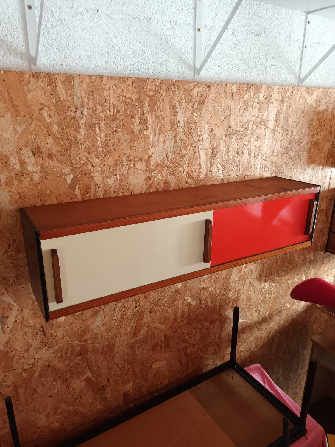 Vintage shelf with sliding doors