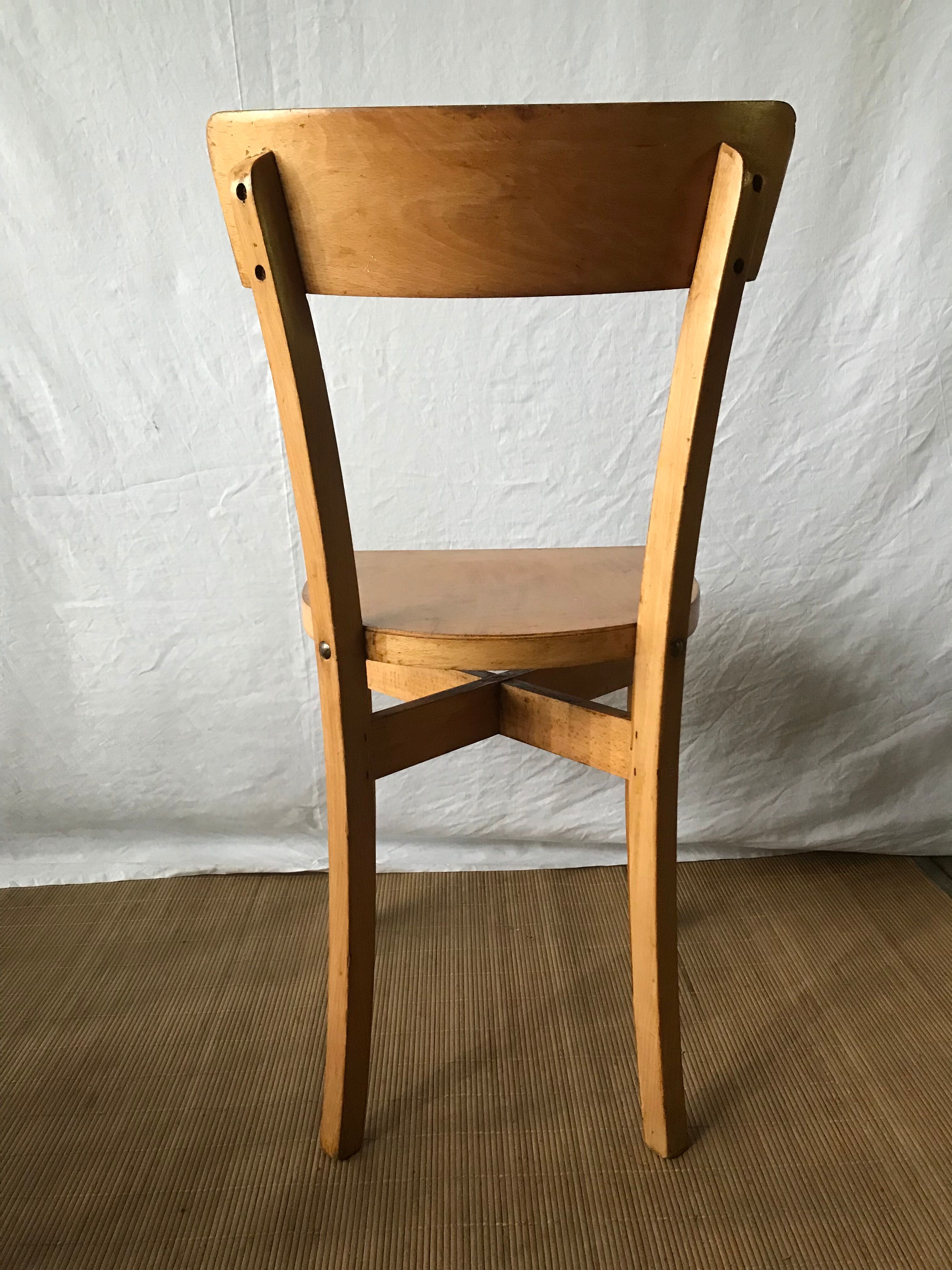 Set of 4 vintage bistro chairs manufacture Boiclerc