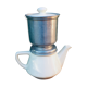 Ancienne cafetière mécanique en faïence et filtre en acier - Villeroy et Boch