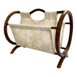 Vintage curved rattan magazine rack – 1960s