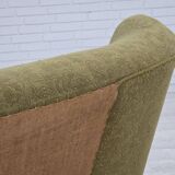 1960s, Danish 3-seater sofa, green furniture velour, ash wood legs.