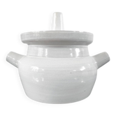 Vintage White Glazed Stoneware Steamer / Tea Infuser – Signed Louveau