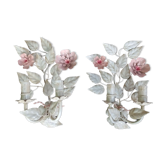 Pair floral wall lamps