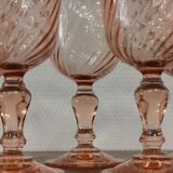 Set of 5 pink twisted water glasses "Rosaline" Luminarc France