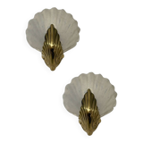 Murano Glass Shell Shaped Sconces Set of 2
