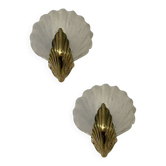 Appliques en verre de Murano en forme de coquillage, ensemble de 2