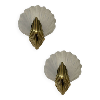 Murano Glass Shell Shaped Sconces Set of 2