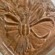 Vintage etched glass heart shaped dish with floral pattern