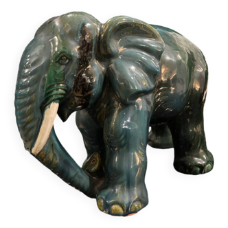 Large flamed ceramic elephant 1960