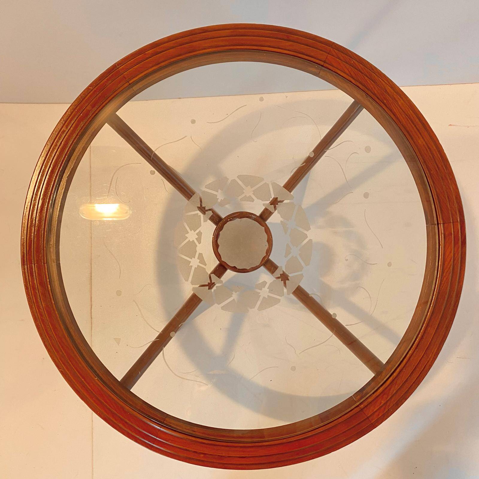 Curved Wood Spider Leg Coffee Table, Wood & Glass, Italy 1950s