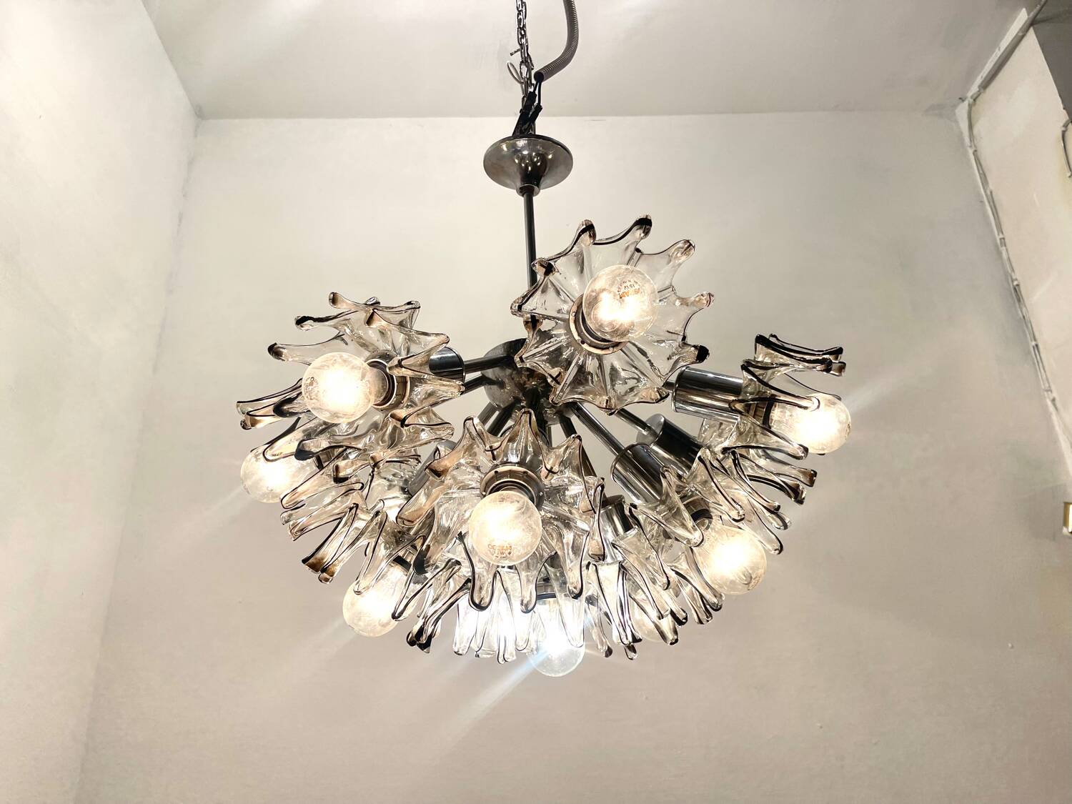 Large Midcentury Murano Flower Chandelier 1970’s