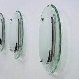Set of Three Curved Glass Sconces by Cristal Art, Italy, 1960s