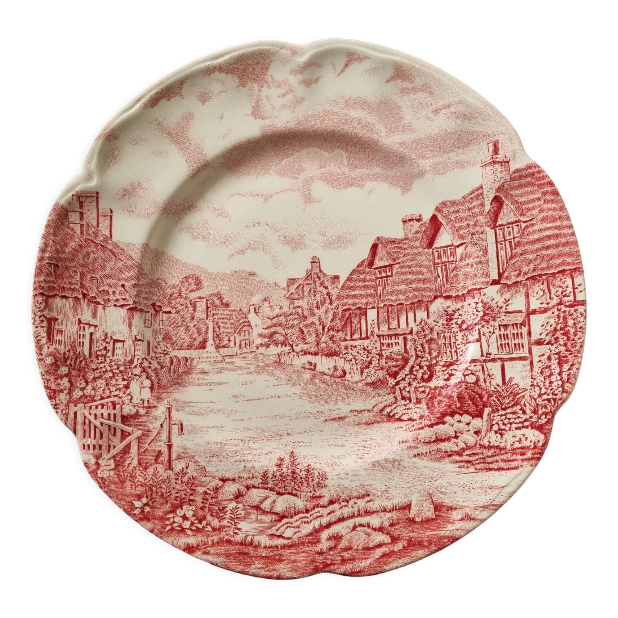 Flat plates in vintage English porcelain