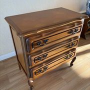 Vintage wooden chest of drawers, Louis XV style with curved drawers
