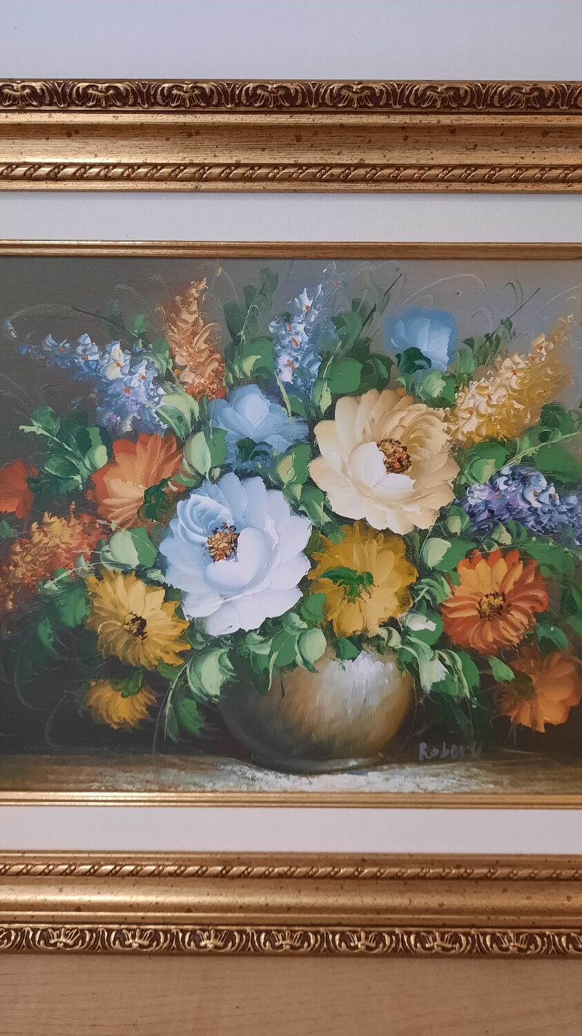 Table painting bouquet of flowers