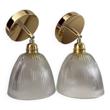 Pair of holophane type wall lights