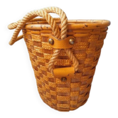 Hanging pot made of rattan and rope 1960