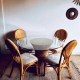 Table à manger McGuire en rotin et bambou « Gerbe de blé »