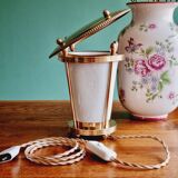 Lampe en laiton et porcelaine années 50