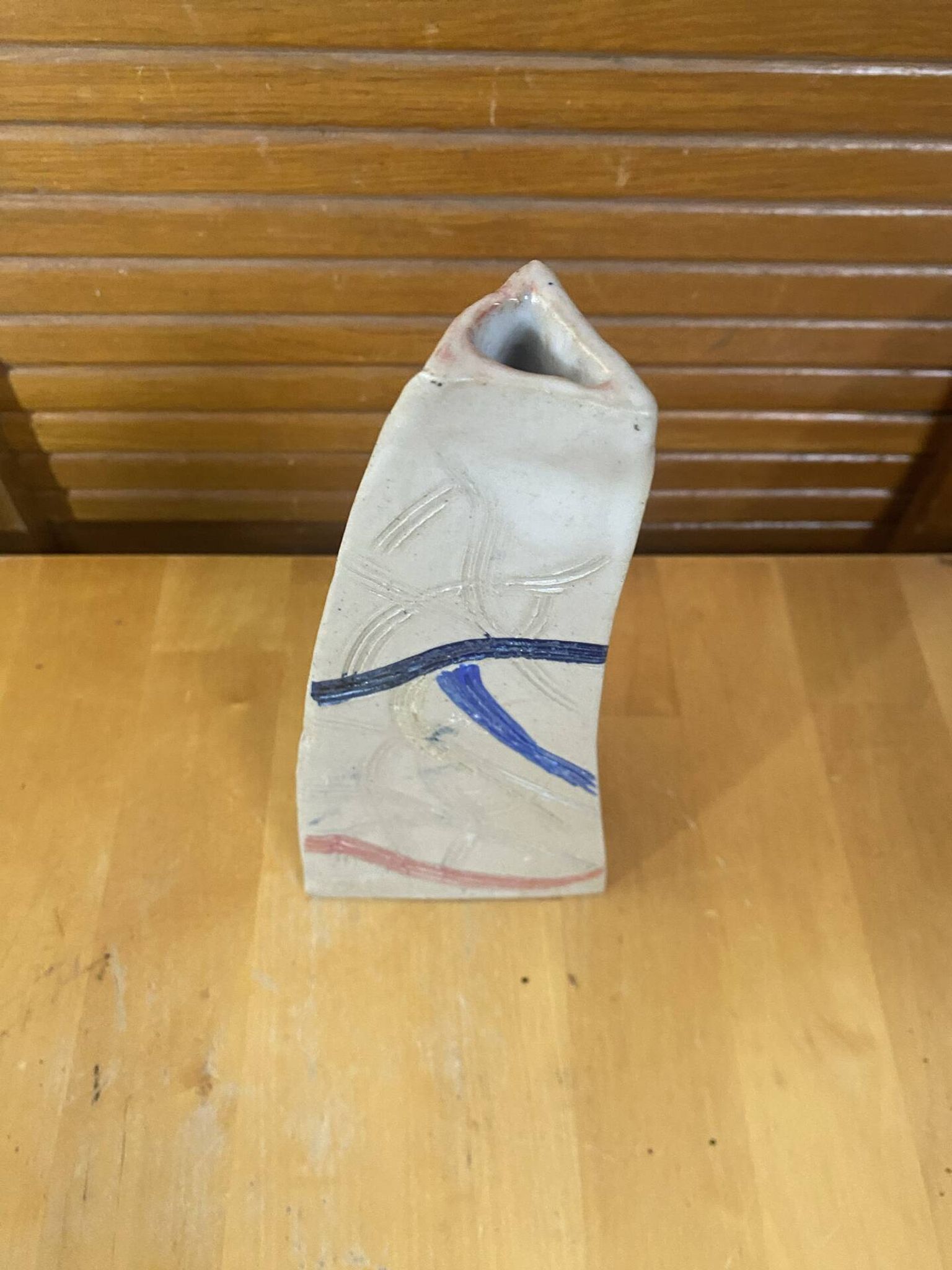 Vase HILBORN Pottery Design Céramique Grise Lignes Géométriques Vintag