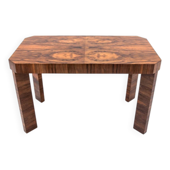 Table basse Art déco en noyer, Pologne, années 1960