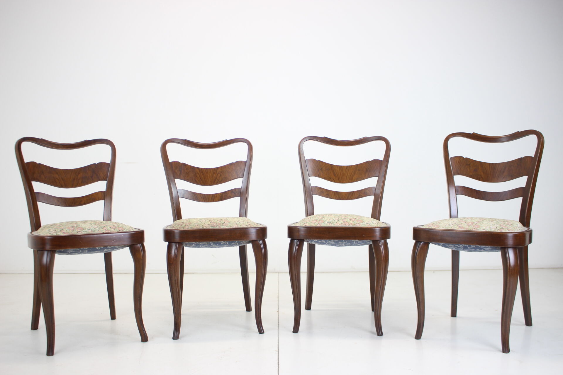 1940s set of 4 dining chairs, czechoslovakia