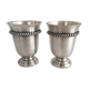 Pair of silver metal timpani