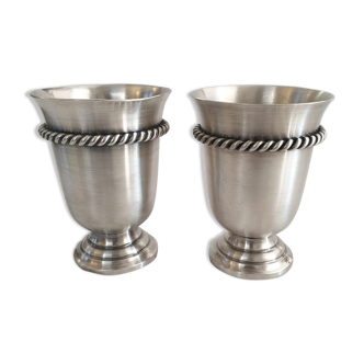 Paire de timbales en métal argenté