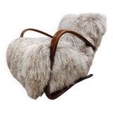 Jindrich Halabala vintage Tibetan sheepskin armchair H-269