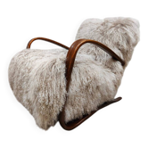 Jindrich Halabala vintage Tibetan sheepskin armchair H-269